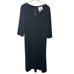 Max Mara Black Scoop Neck 3/4 Sleeve Midi Dress Women's 4